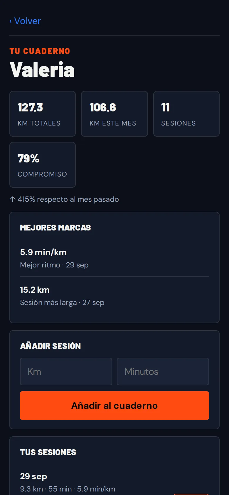 Pantalla de Nautelia: cuaderno y recorridos